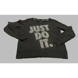 Nike Women's Cropped  Sweatshirt  Black Just Do It Logo Large**